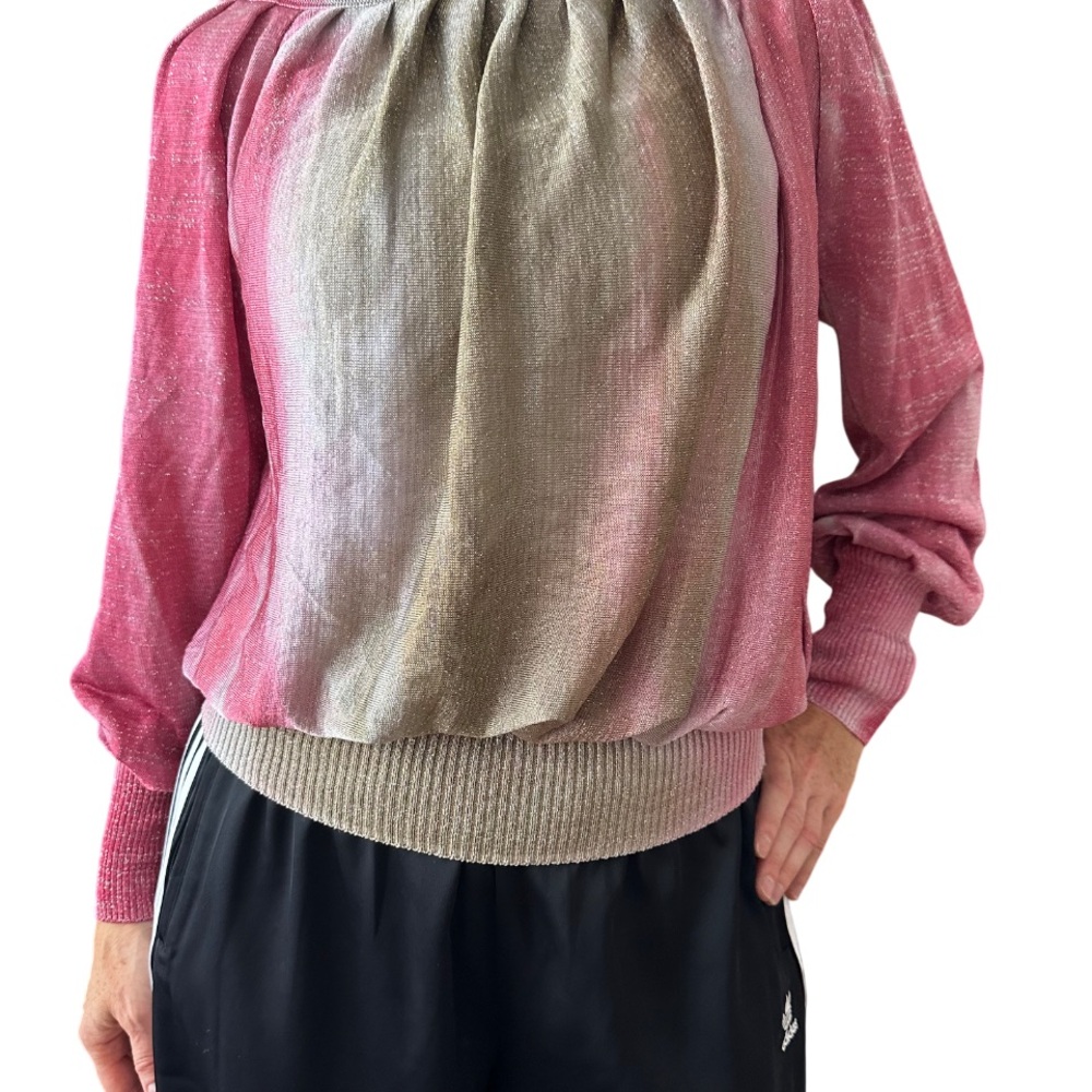 Pink and Beige Long Sleeve Top